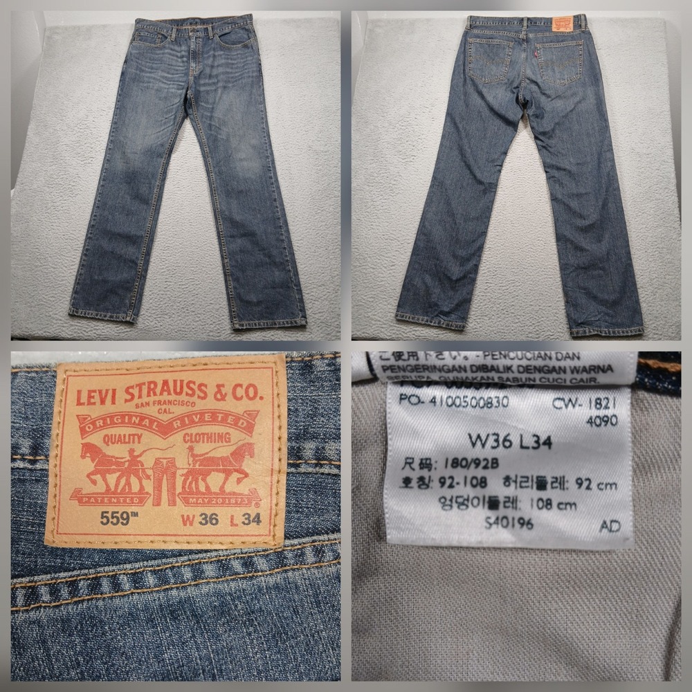 Levi's 559 Relaxed Straight Jeans Men's 36x34 Blue Denim